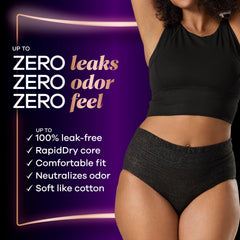 Always Discreet Boutique with OdorLock neutralizes odors for all-day freshness