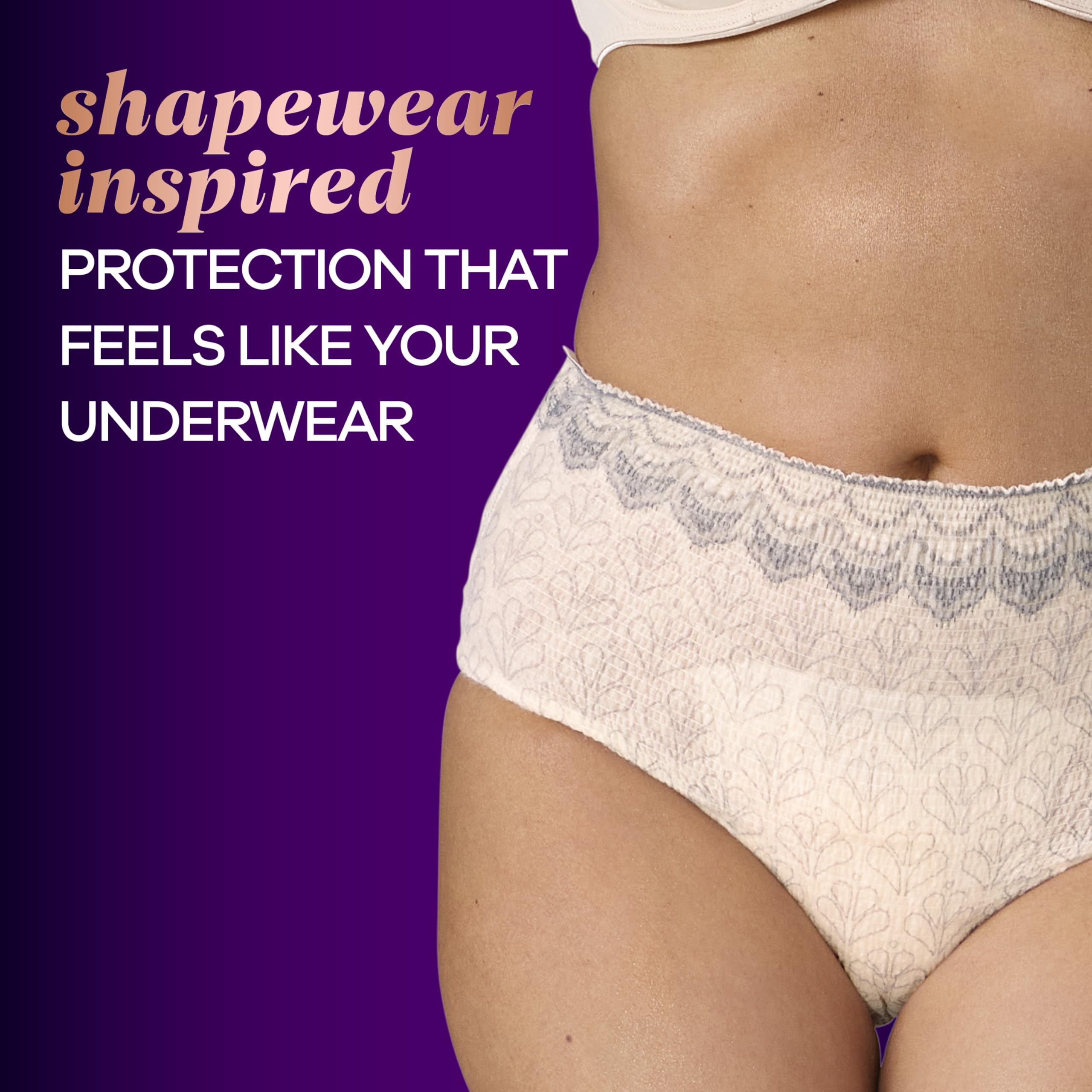 Always Discreet Boutique RapidDry core turns moisture into gel for quick protection.