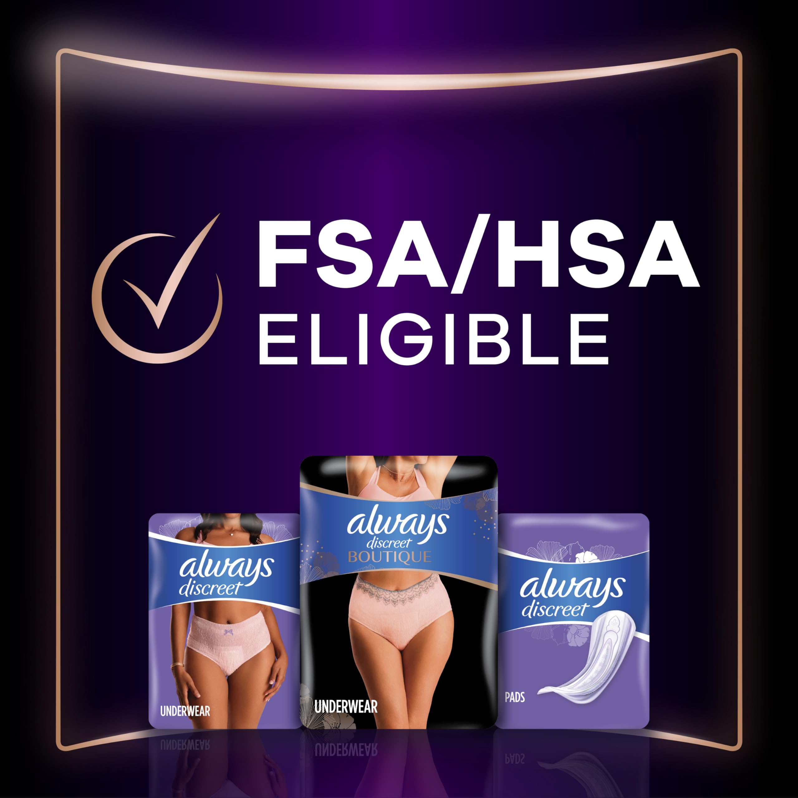Always Discreet Boutique Rosy High-Rise style provides secure coverage.