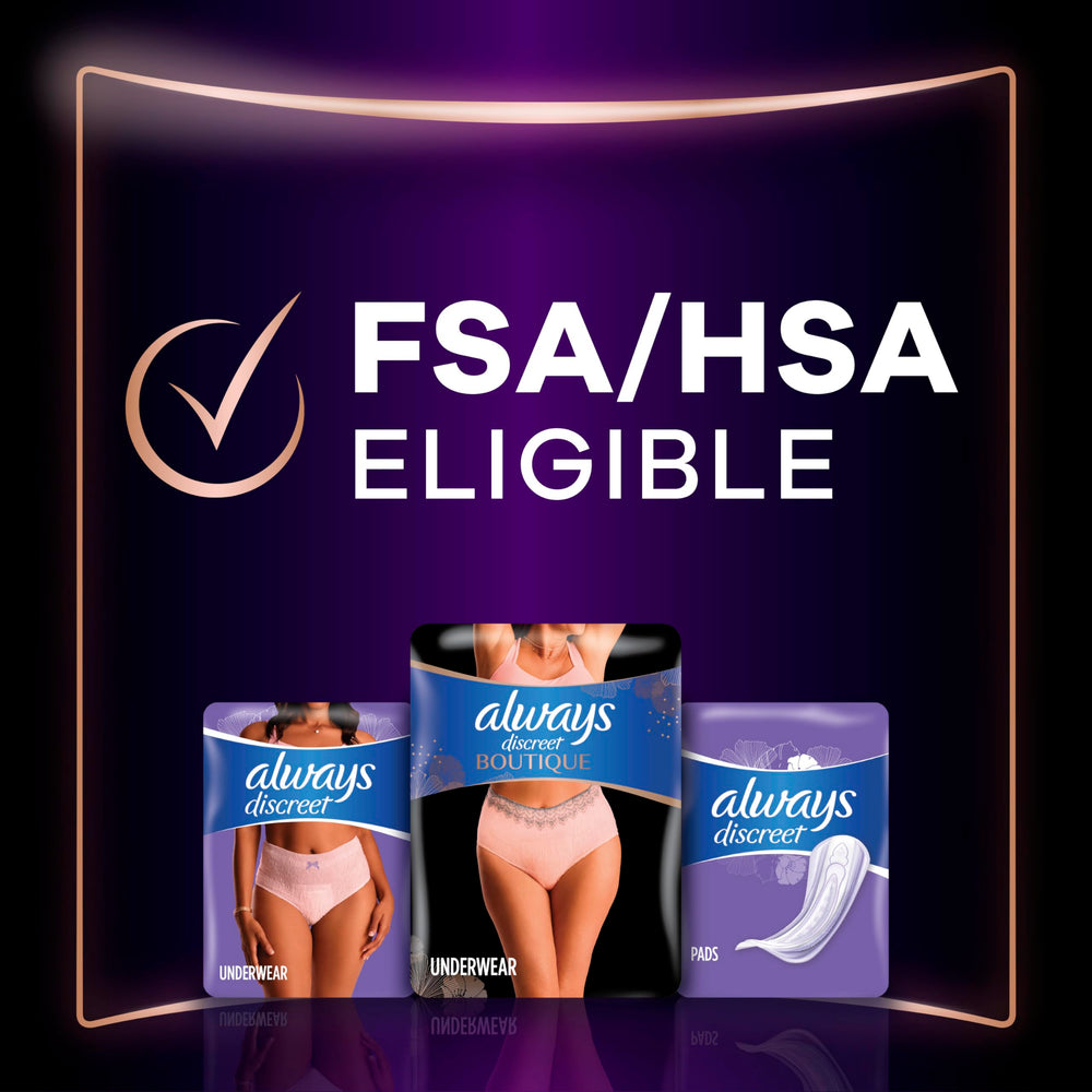 Always Discreet Boutique Rosy High-Rise style provides secure coverage.