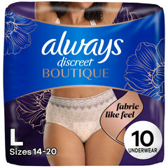 Always Discreet Boutique Rosy panty look for discreet daily protection.