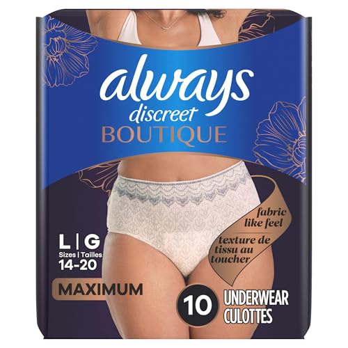 Always Discreet Boutique Rosy size chart helps find your ideal fit.