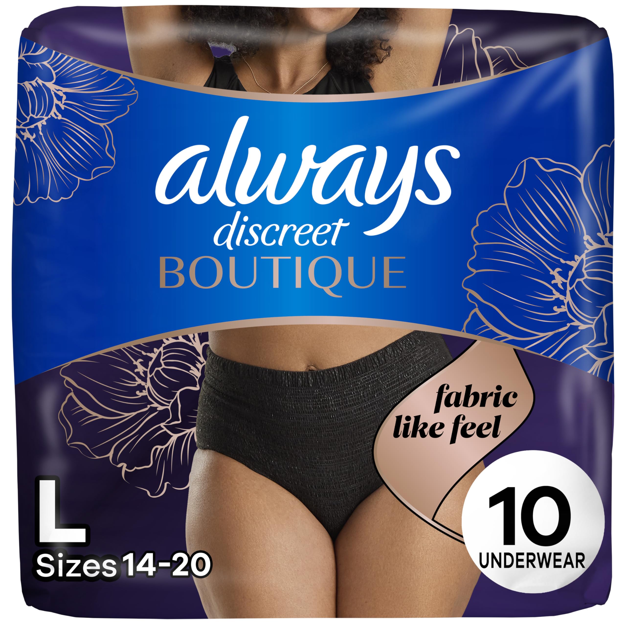 Always Discreet Boutique Underwear in black with soft, breathable fabric for daily wear