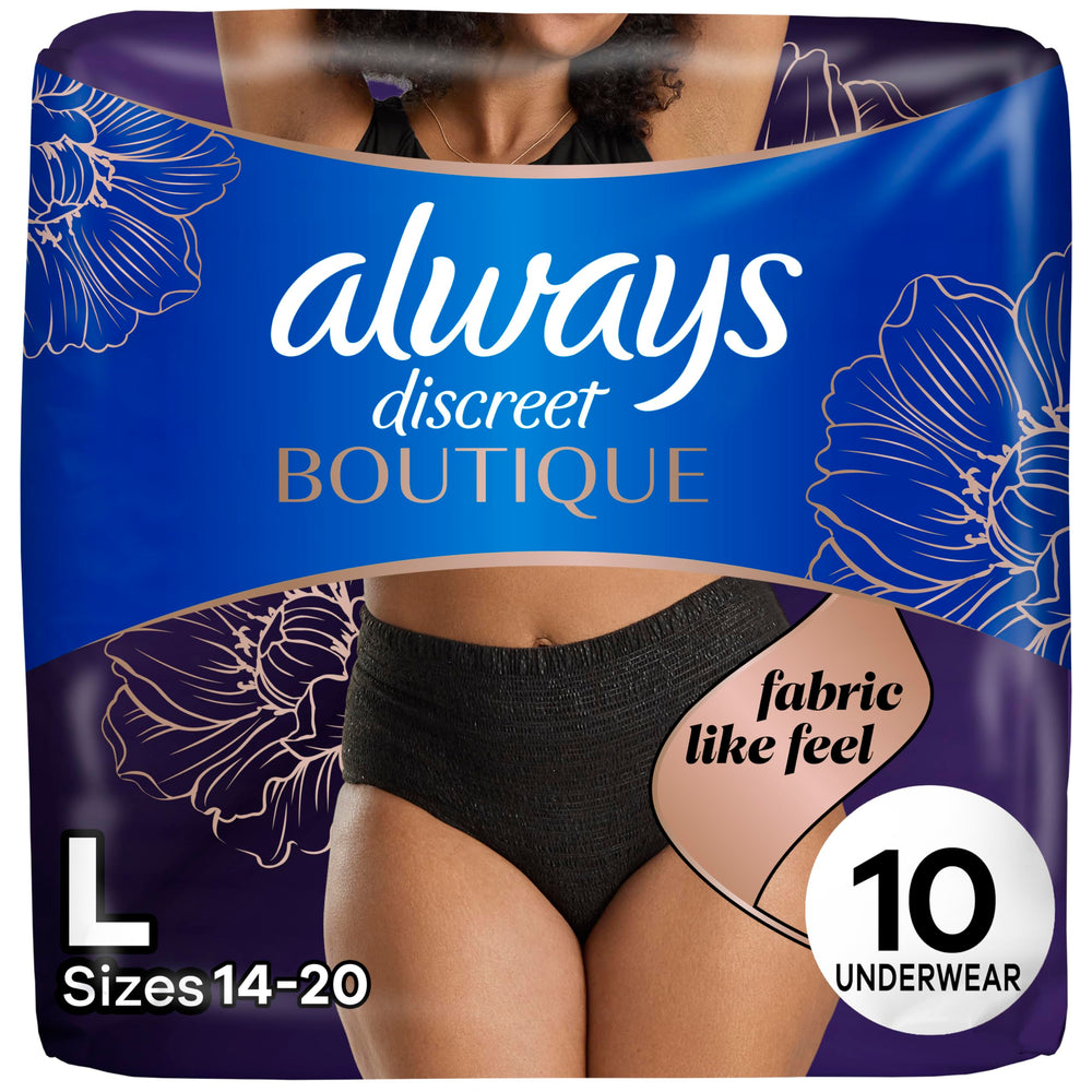 Always Discreet Boutique Underwear in black with soft, breathable fabric for daily wear