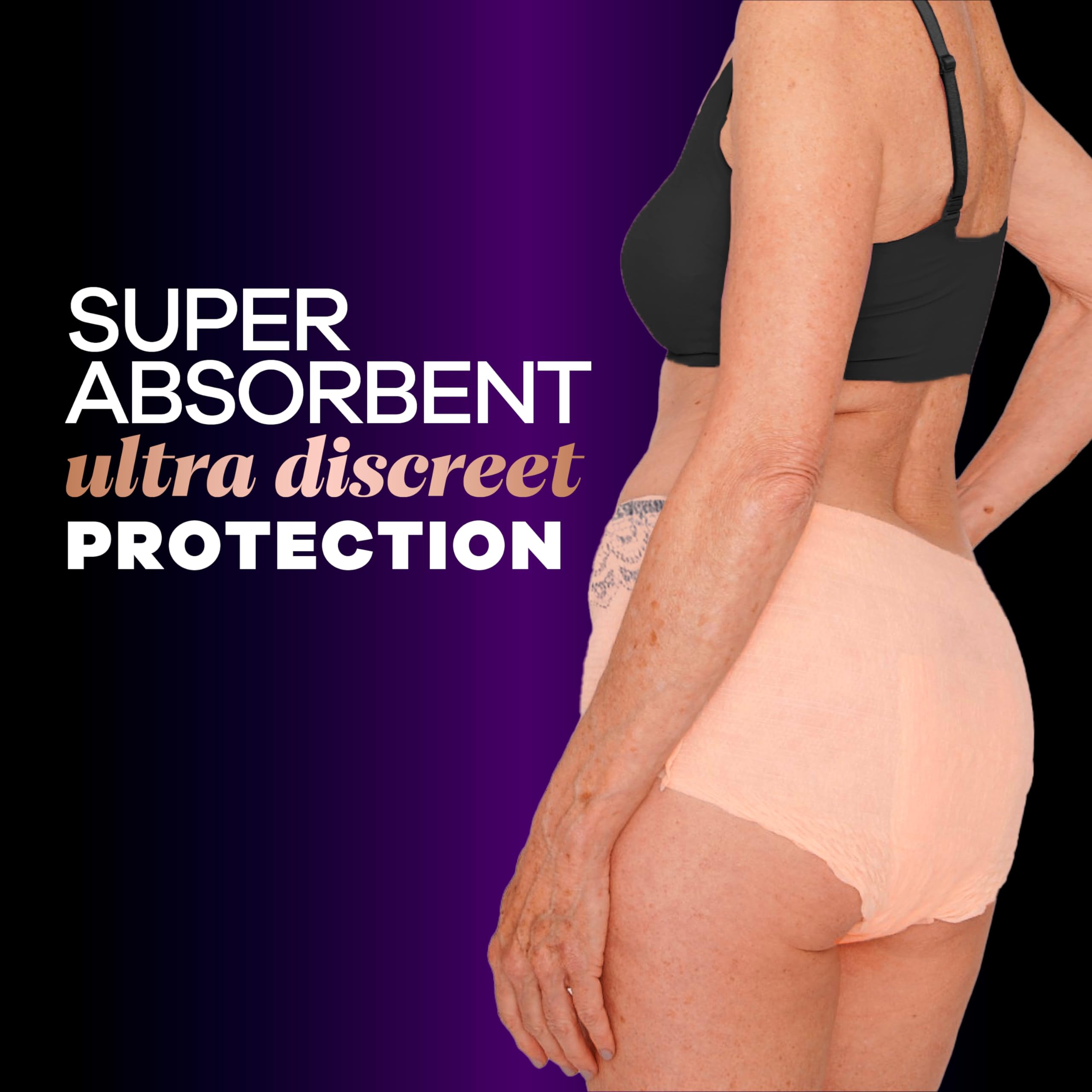Always Discreet Boutique Black Low-Rise offers a sleek everyday look