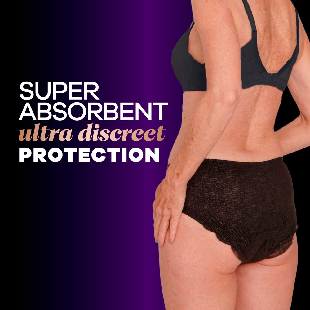 Always Discreet Boutique black and rosy designs provide stylish discretion.