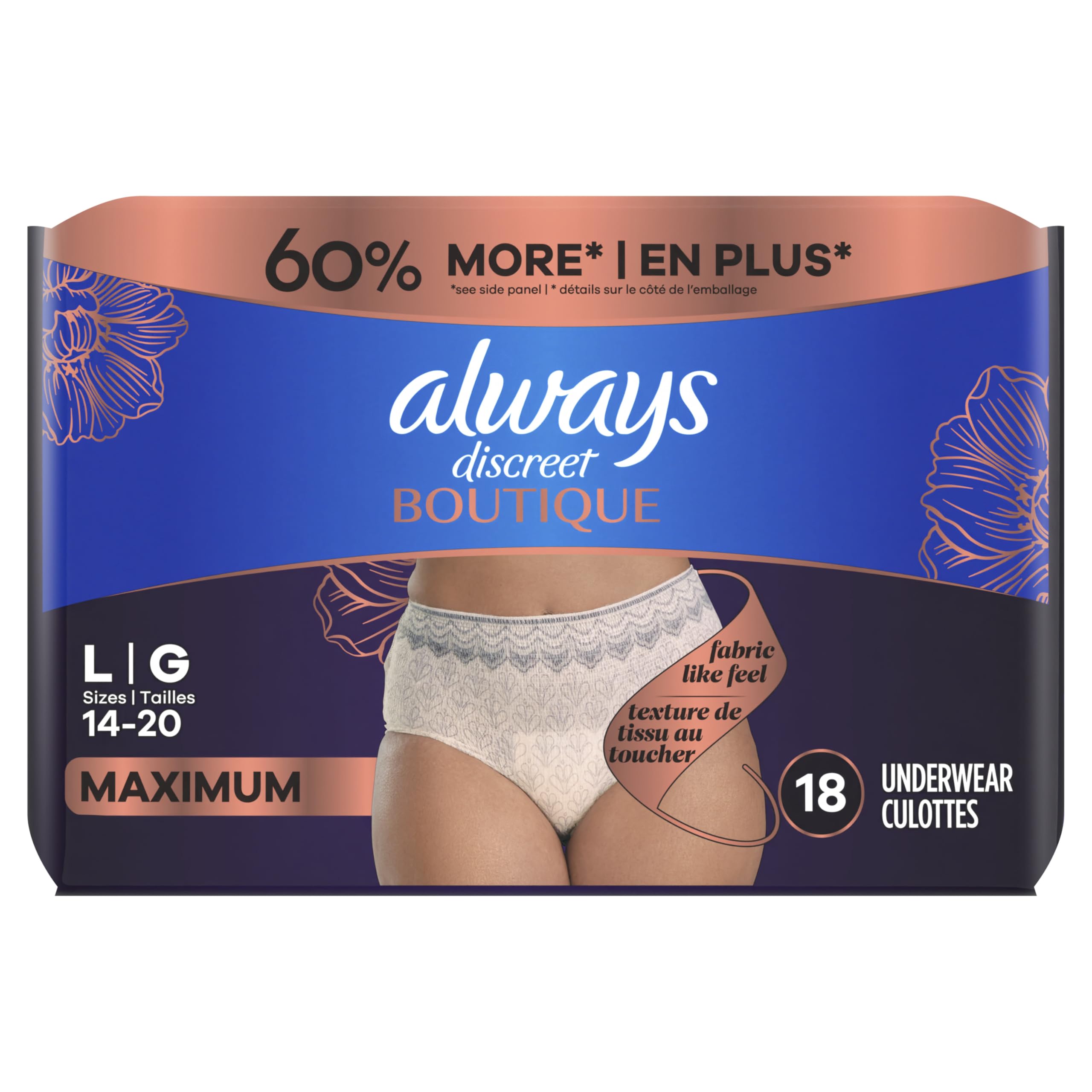 Always Discreet Boutique Size range supports finding the right fit