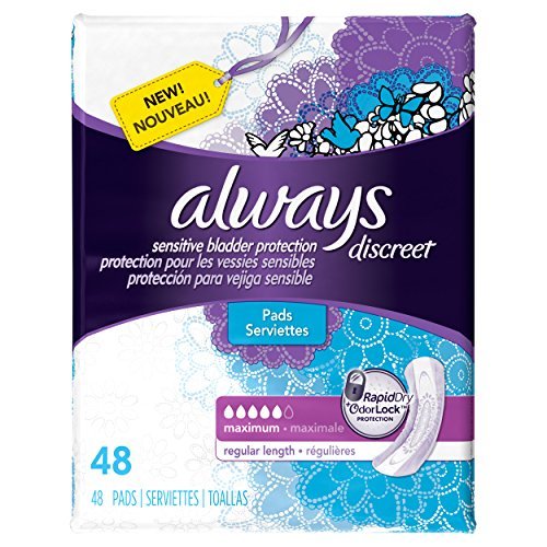 Always Discreet maximum pad, regular length, offers reliable protection for daily activities.