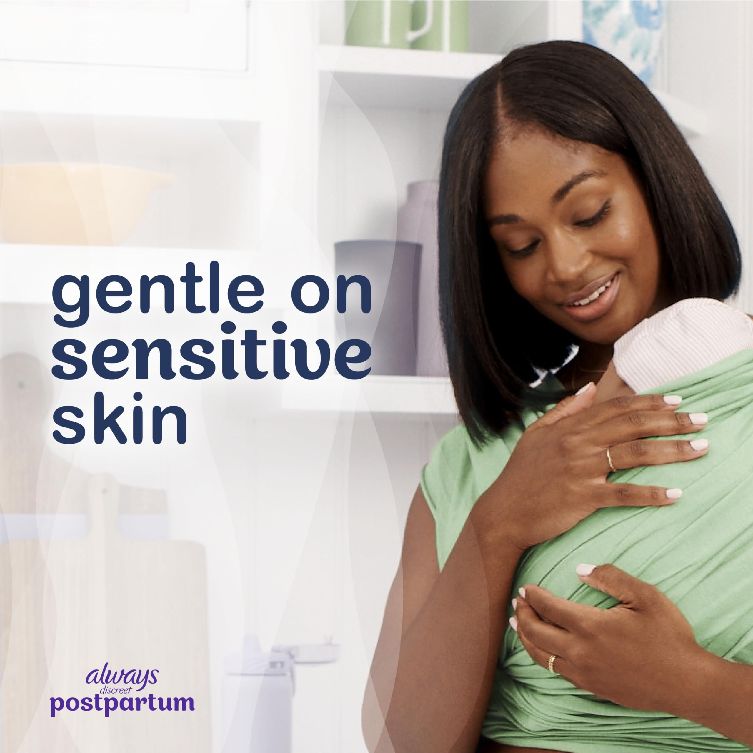 Always Discreet postpartum pads dermatologically tested for sensitive skin