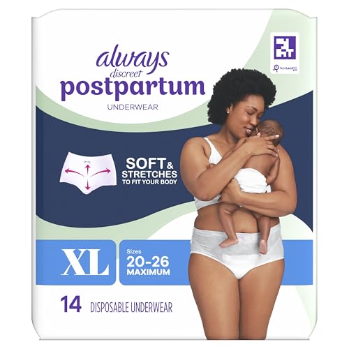 Always Discreet postpartum underwear supports heavy leaks discreetly