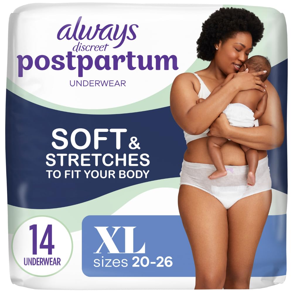 Always Discreet postpartum underwear showing soft fit for sensitive skin