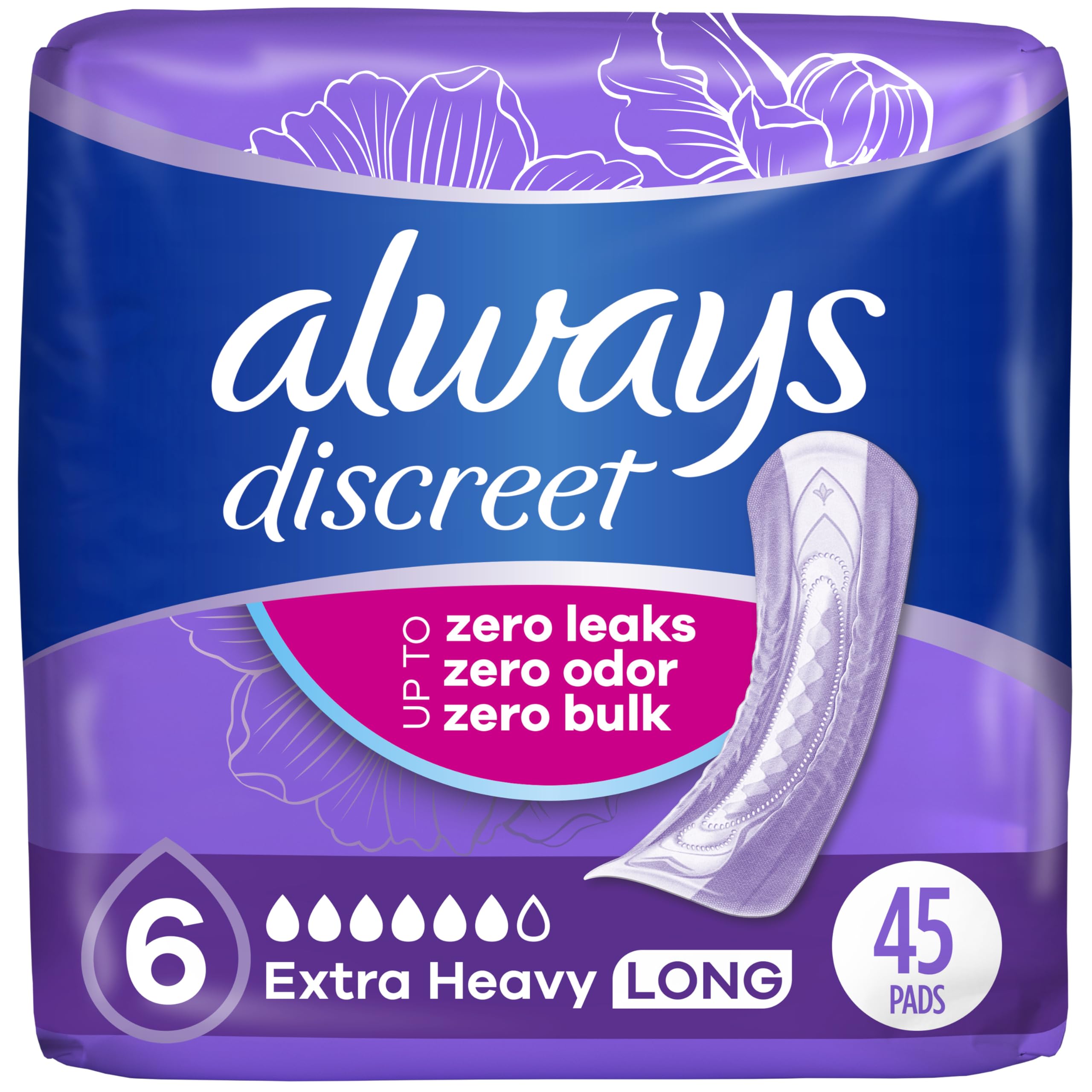 Always Discreet rapidDry core delivers stronger protection for day-long confidence.