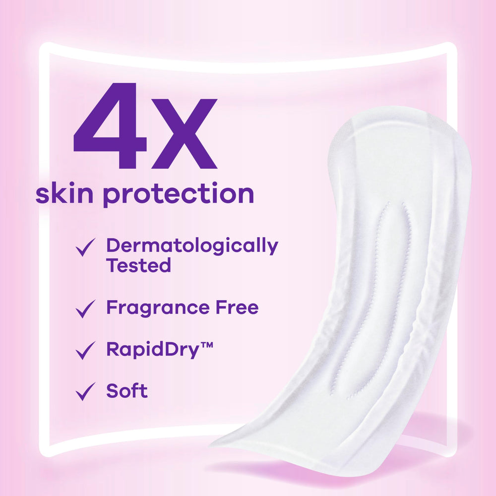 Always Discreet Sensitive Pads featuring RapidDry core for secure leak protection.