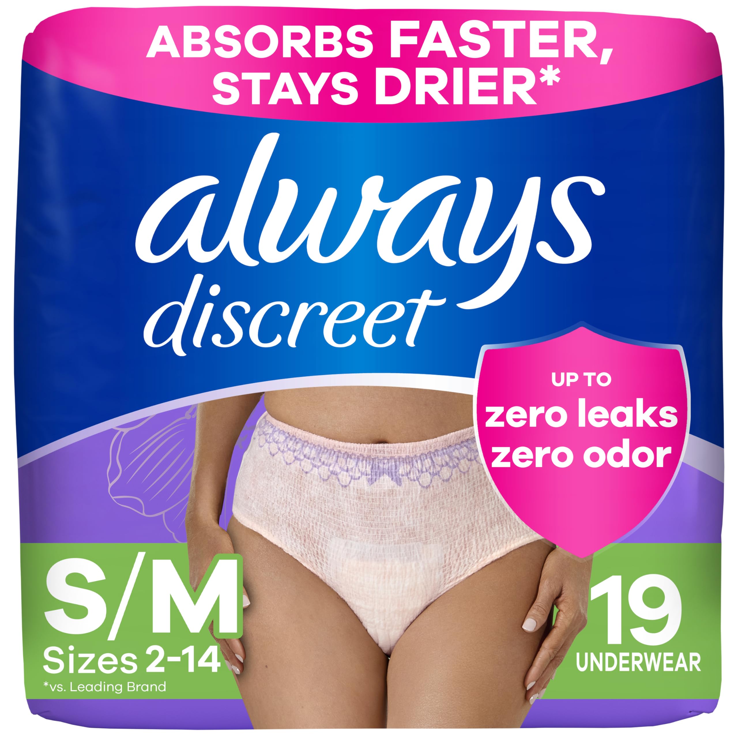 Always Discreet underwear with smooth-fit design for a discreet silhouette under clothing.
