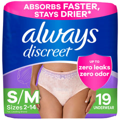 Always Discreet underwear with smooth-fit design for a discreet silhouette under clothing.