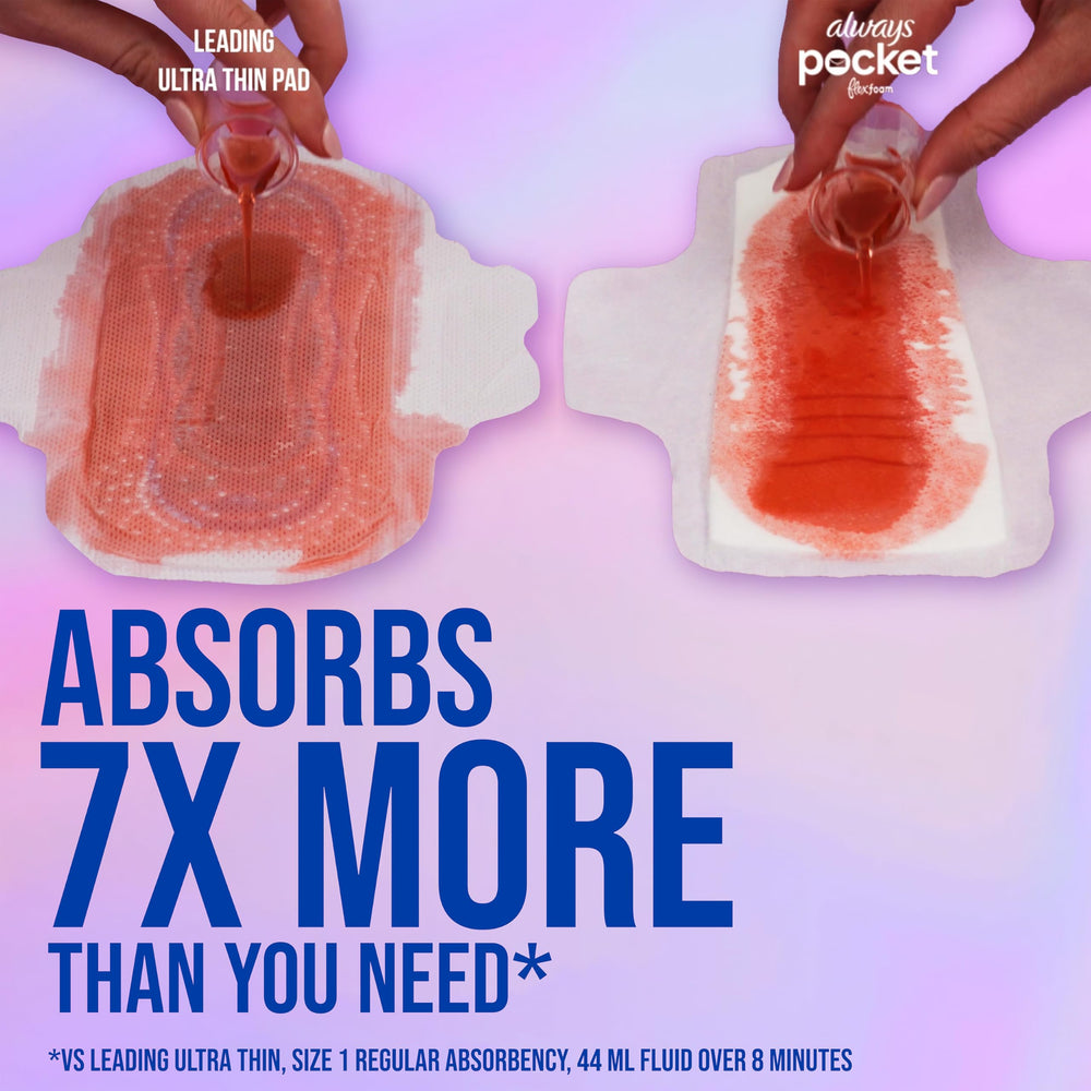 Always Pocket FlexFoam pads with wings stay in place during activity.