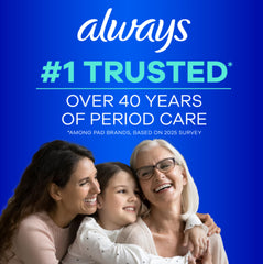 Always Ultra Thin Overnight with Wings LeakGUARD core locks in leaks for lasting protection.