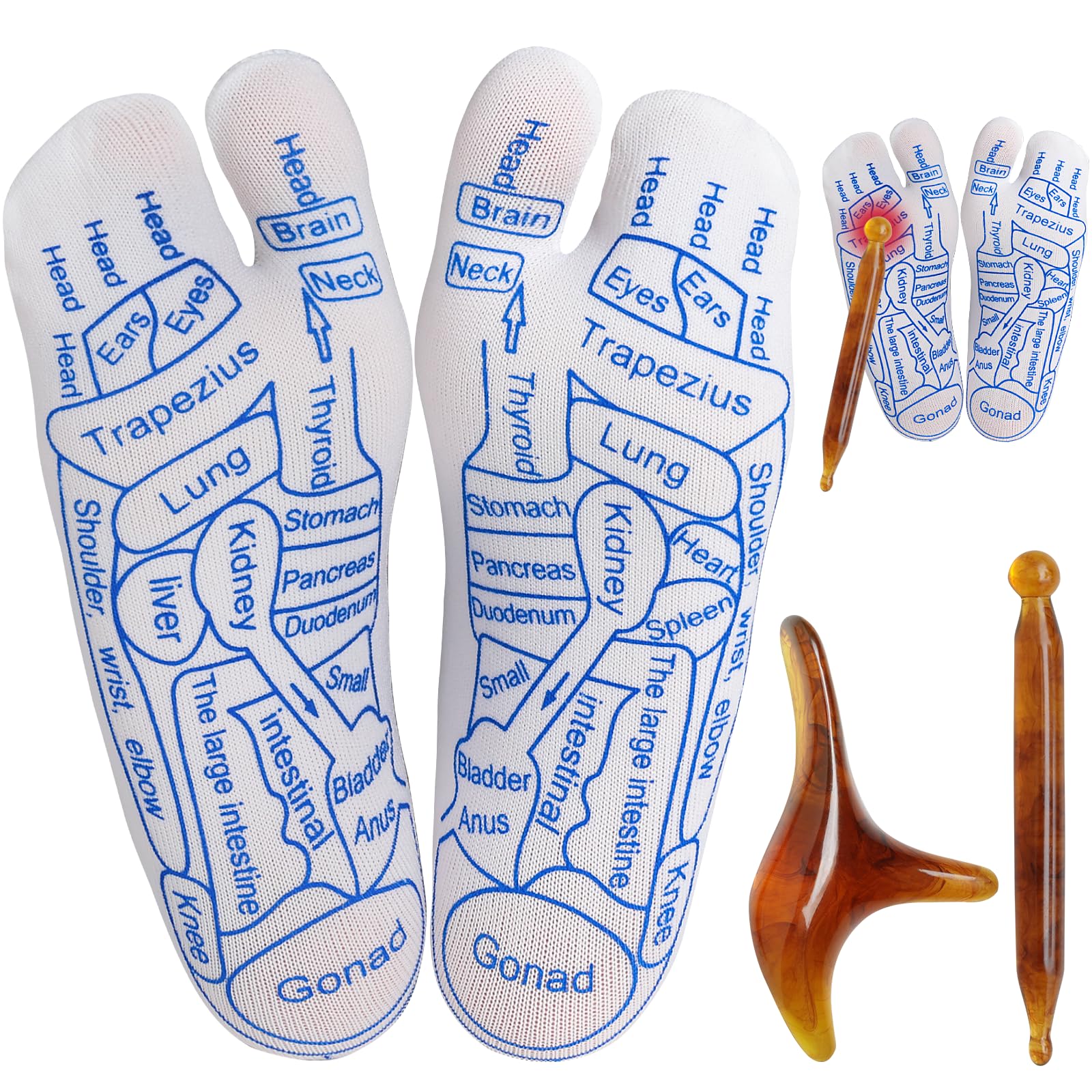 AM-reimay reflexology socks with chart printed on soles for home practice.