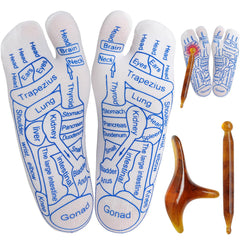 AM-reimay reflexology socks with chart printed on soles for home practice.