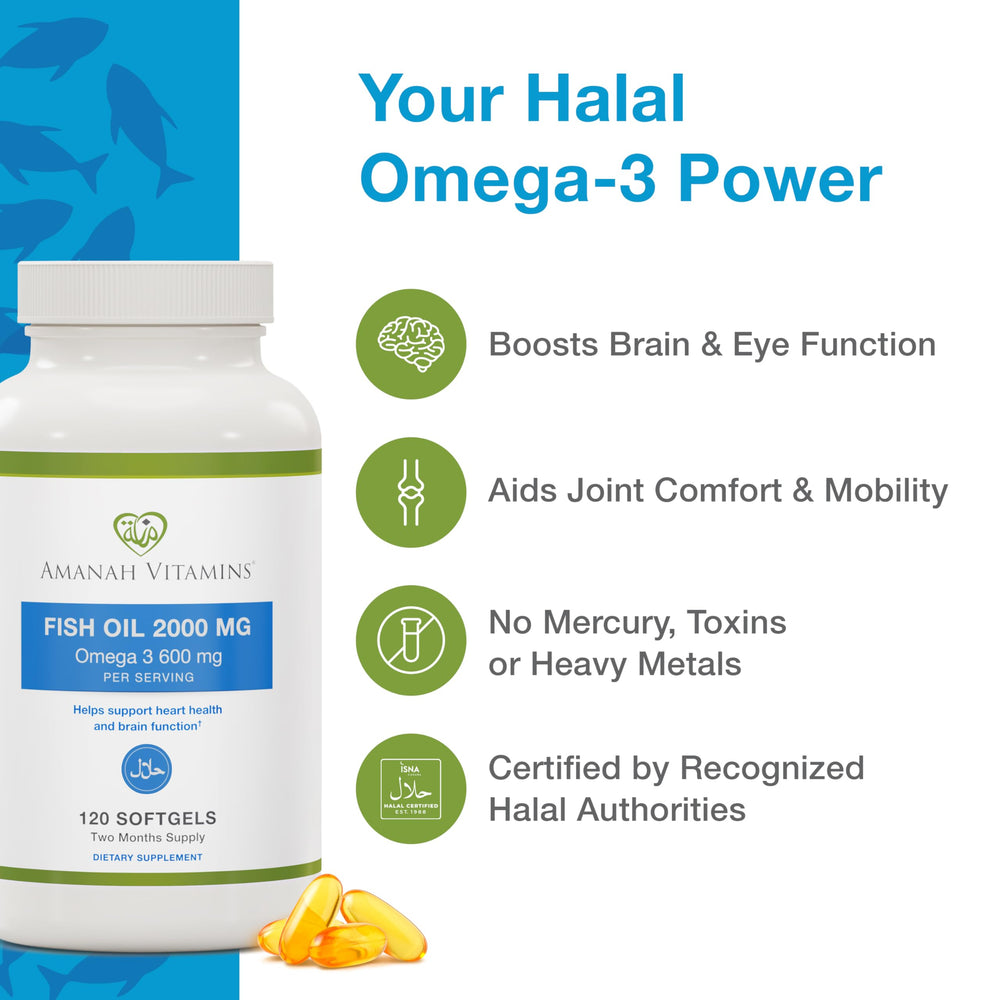 Amanah Omega-3 softgels in blister pack for easy swallowing
