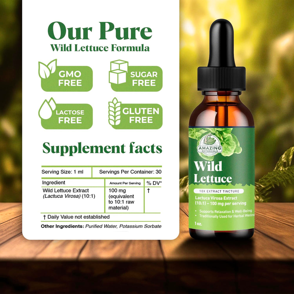 Etiqueta de tintura Amazing Botanicals con información de origen orgánico