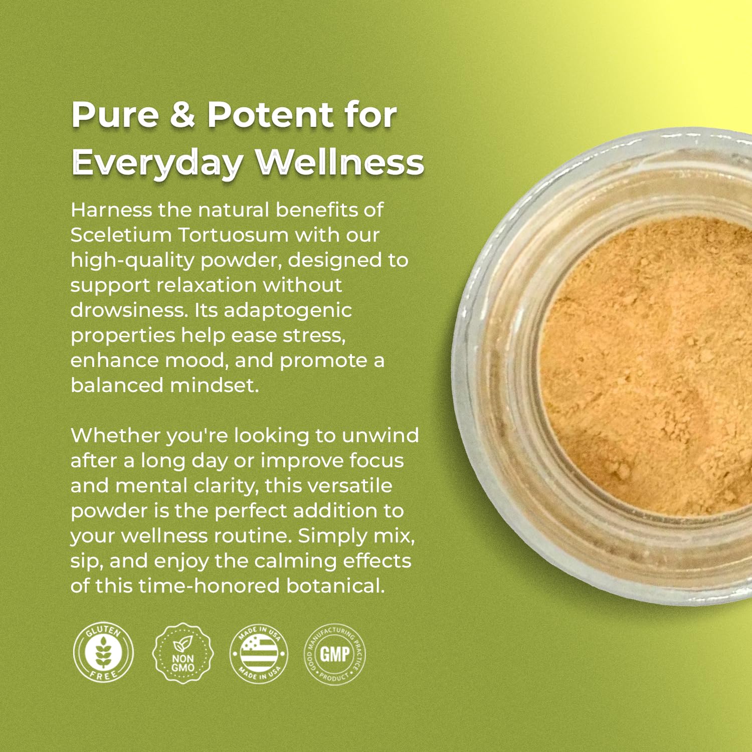 Amazing Botanicals kanna powder used sublingually for convenient use
