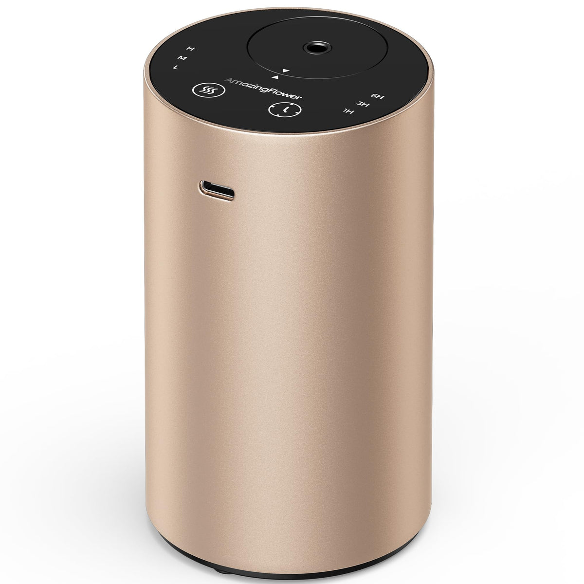 AMAZING FLOWER waterless diffuser top view shows premium desert titanium finish for modern homes.
