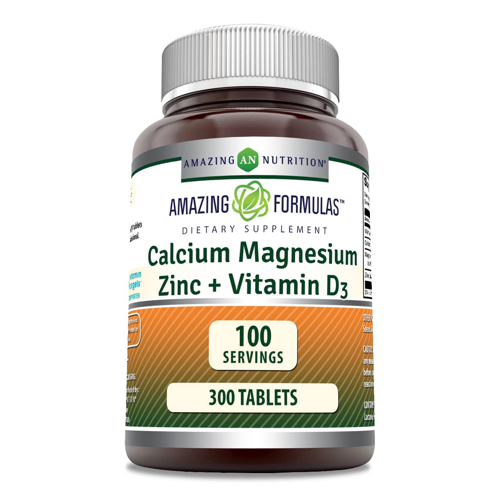 Amazing Nutrition calcium magnesium zinc d3 bottle front for daily bone and immune support