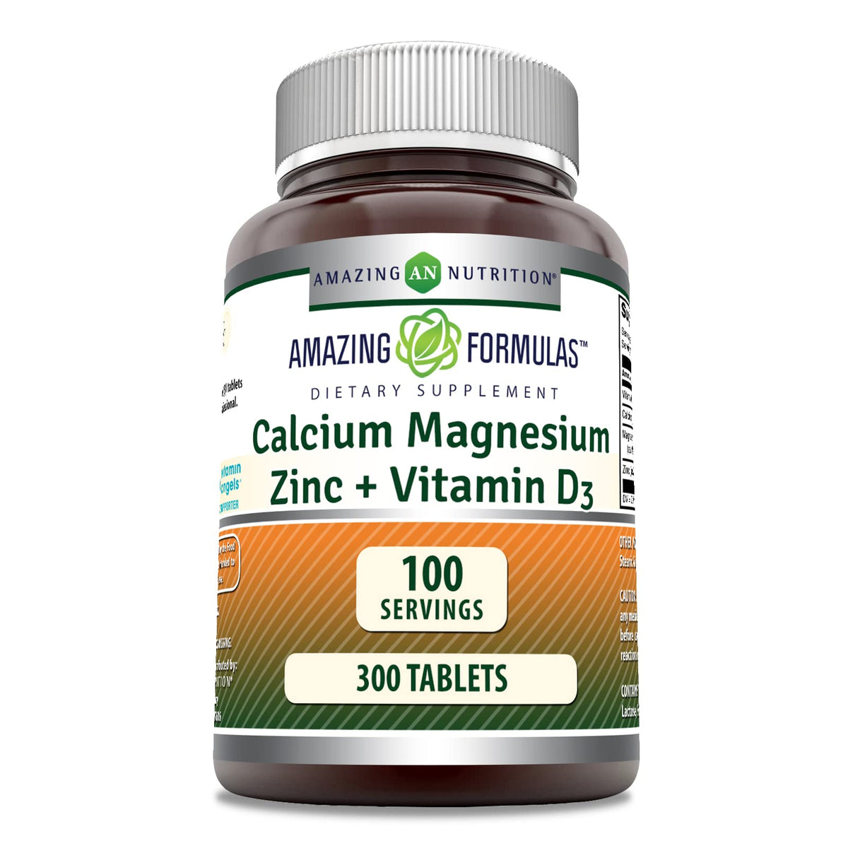 Amazing Nutrition calcium magnesium zinc d3 bottle front for daily bone and immune support