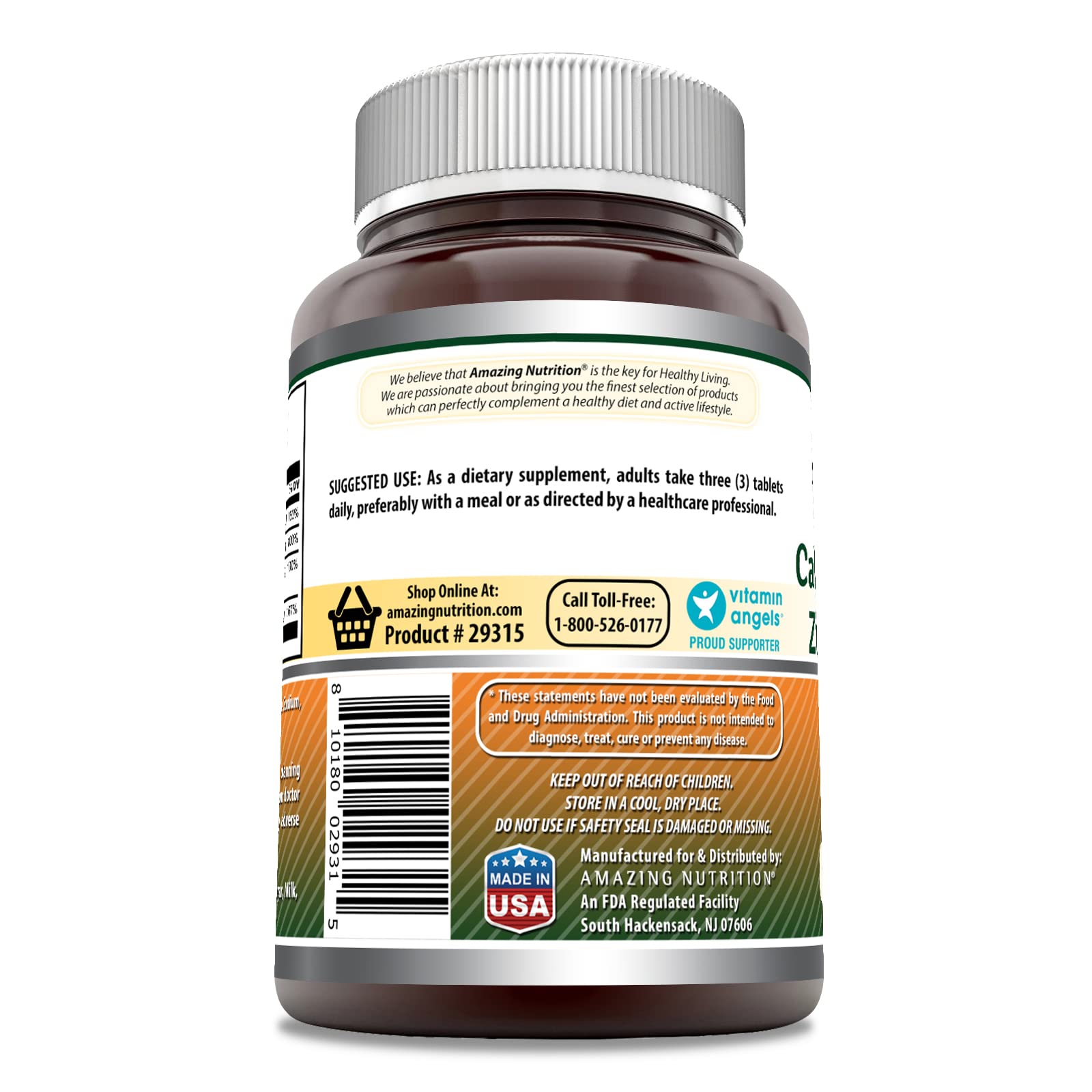 Amazing Nutrition label showing non-GMO and GMP standards