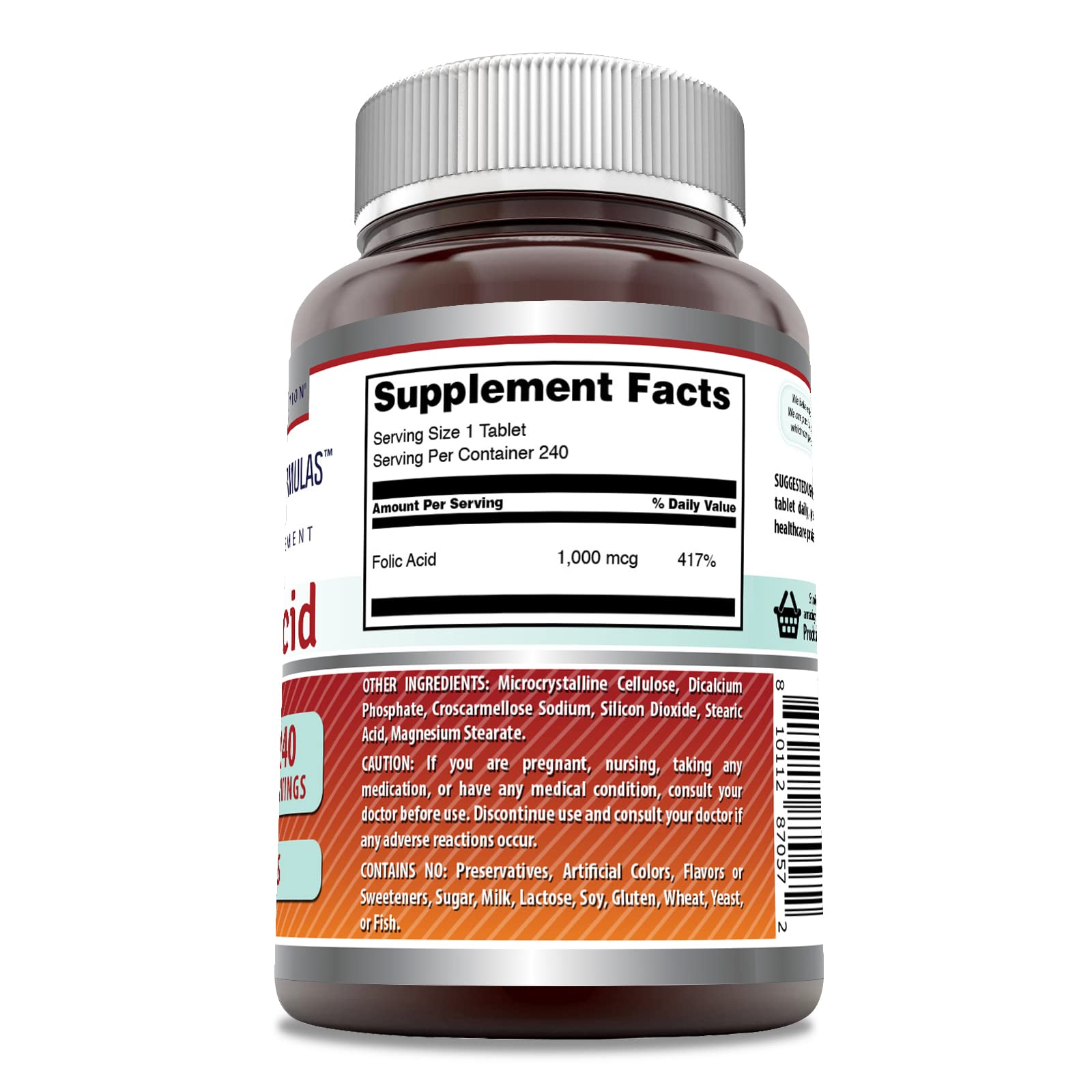 Frasco de 240 tabletas de Amazing Formulas para suministro prolongado.