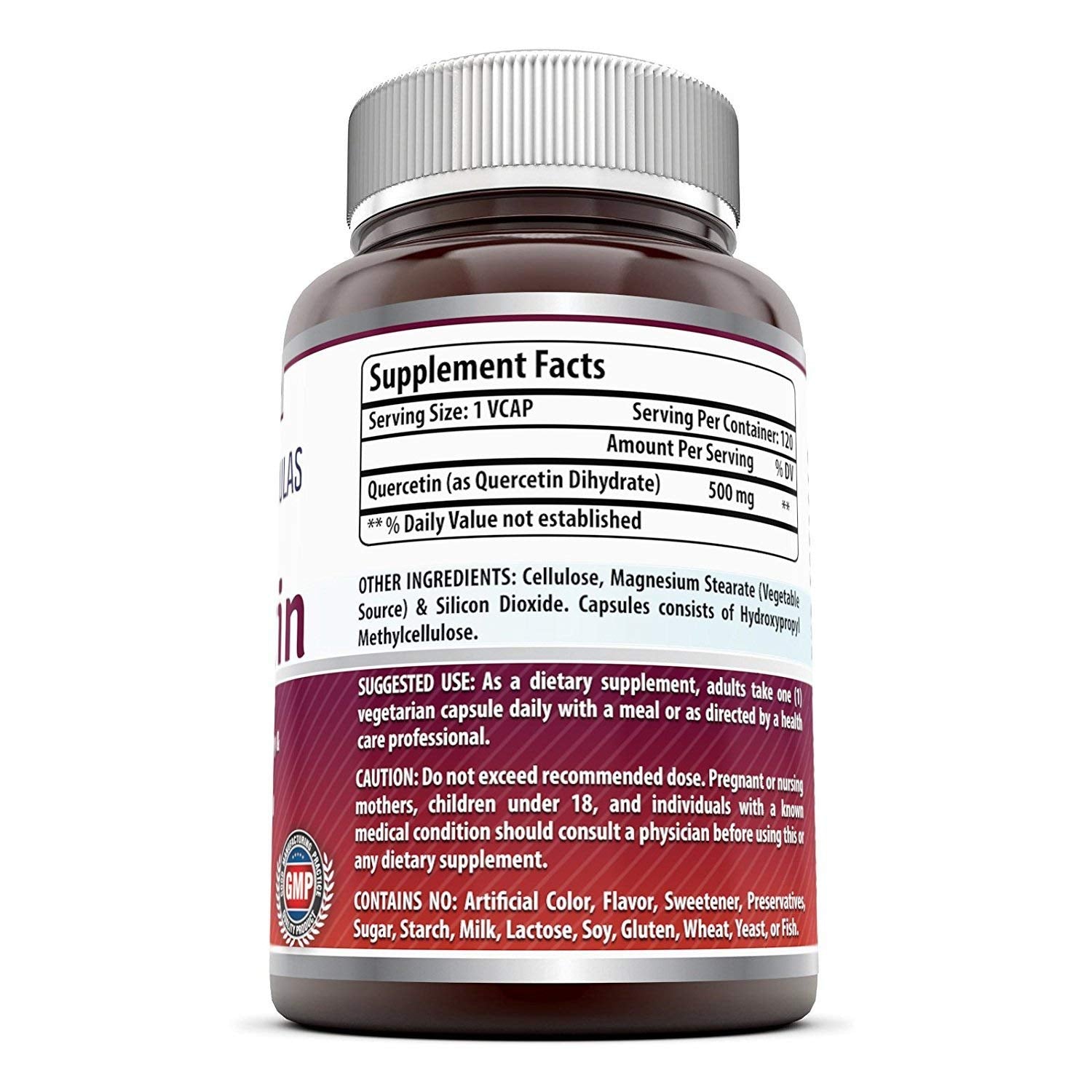 Amazing Formulas quercetin capsules closeup for an easy-to-take immune-support supplement.