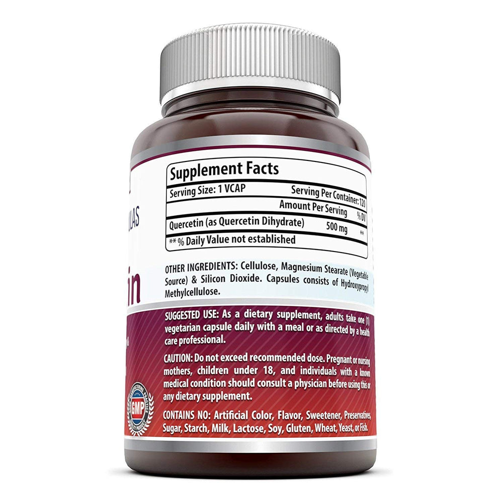 Amazing Formulas quercetin capsules closeup for an easy-to-take immune-support supplement.