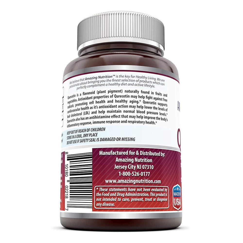 Amazing Formulas quercetin label packaging shown for convenient daily antioxidant support.
