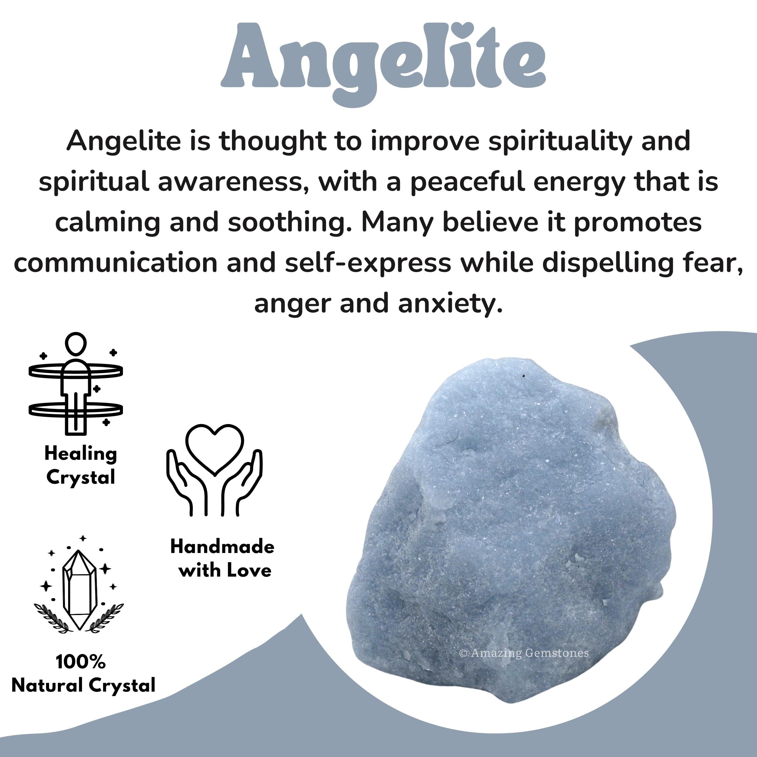 Amazing Gemstone Angelite chakra balancing stone for energy alignment