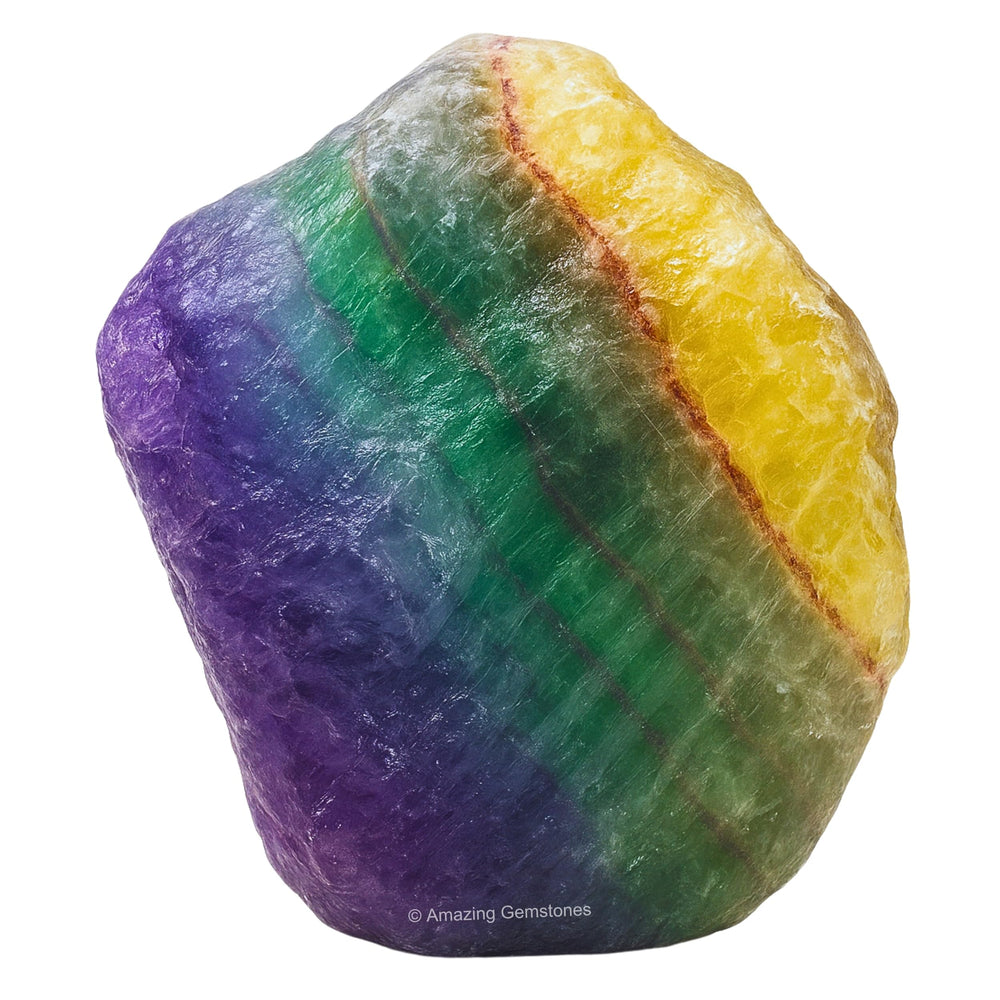 Amazing Gemstone fluorite rough stone detail highlighting natural color bands