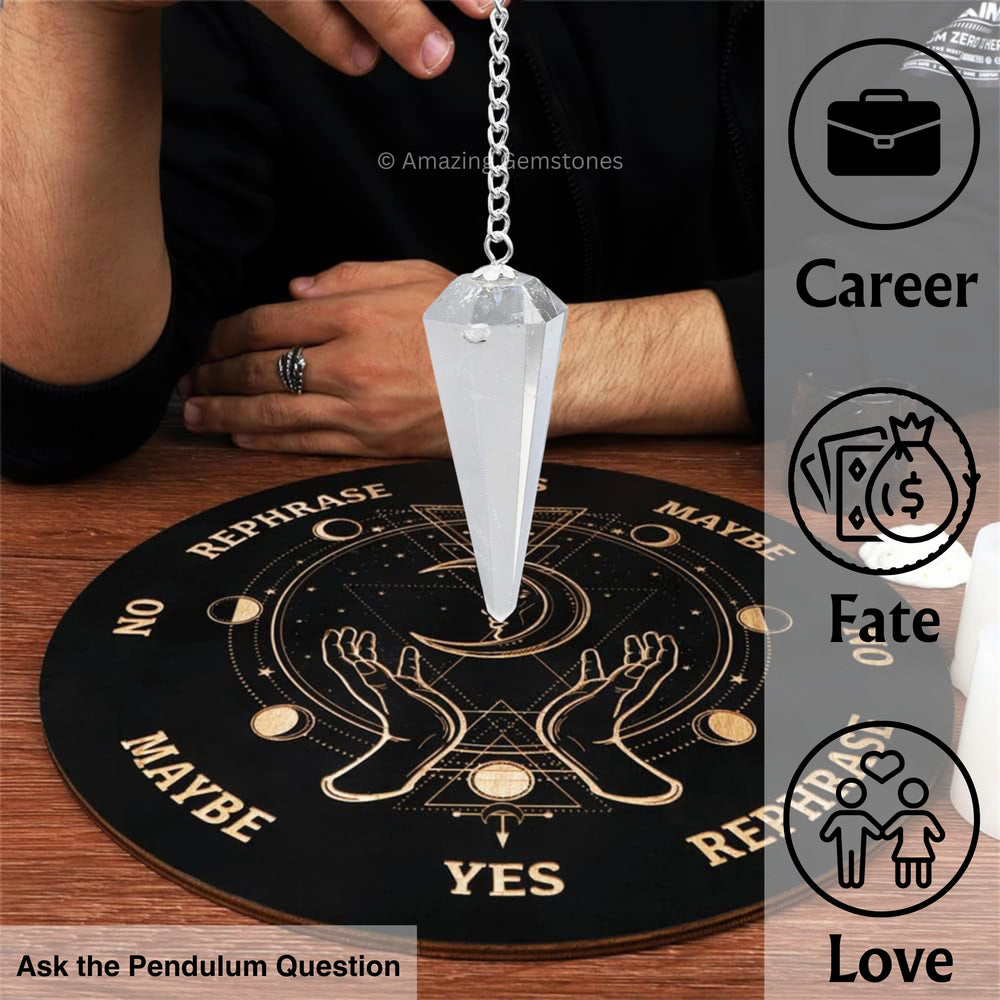Amazing Gemstone healing stones pendulum experience enhances meditation and Reiki growth.