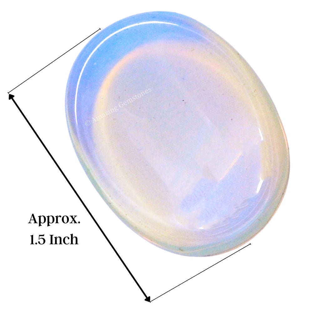Amazing Gemstone Opalite worry stone closeup glow for calm ambience.