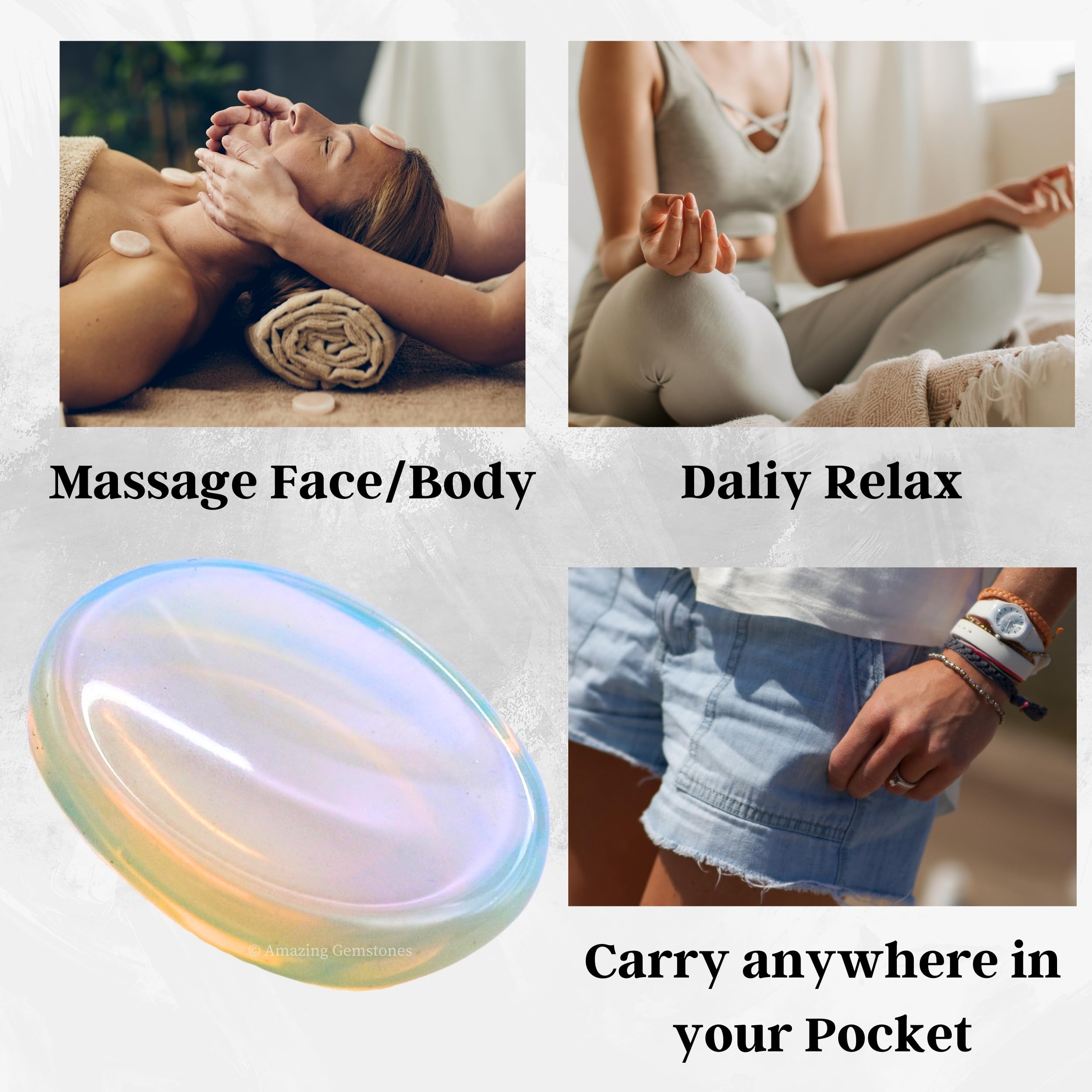 Amazing Gemstone Opalite worry stone gift-ready for birthdays and celebrations.