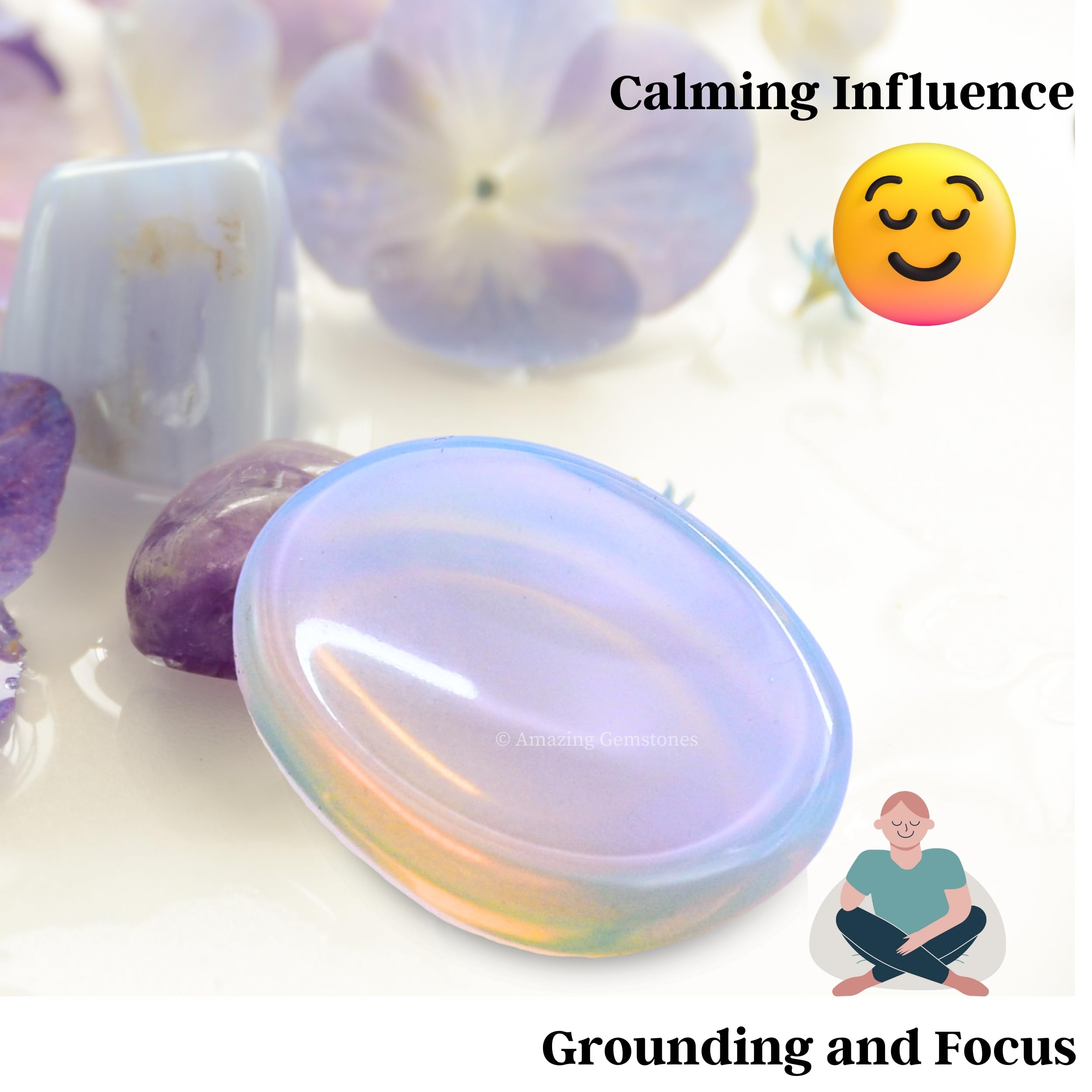 Amazing Gemstone Opalite worry stone pocket-size for on-the-go calm moments.