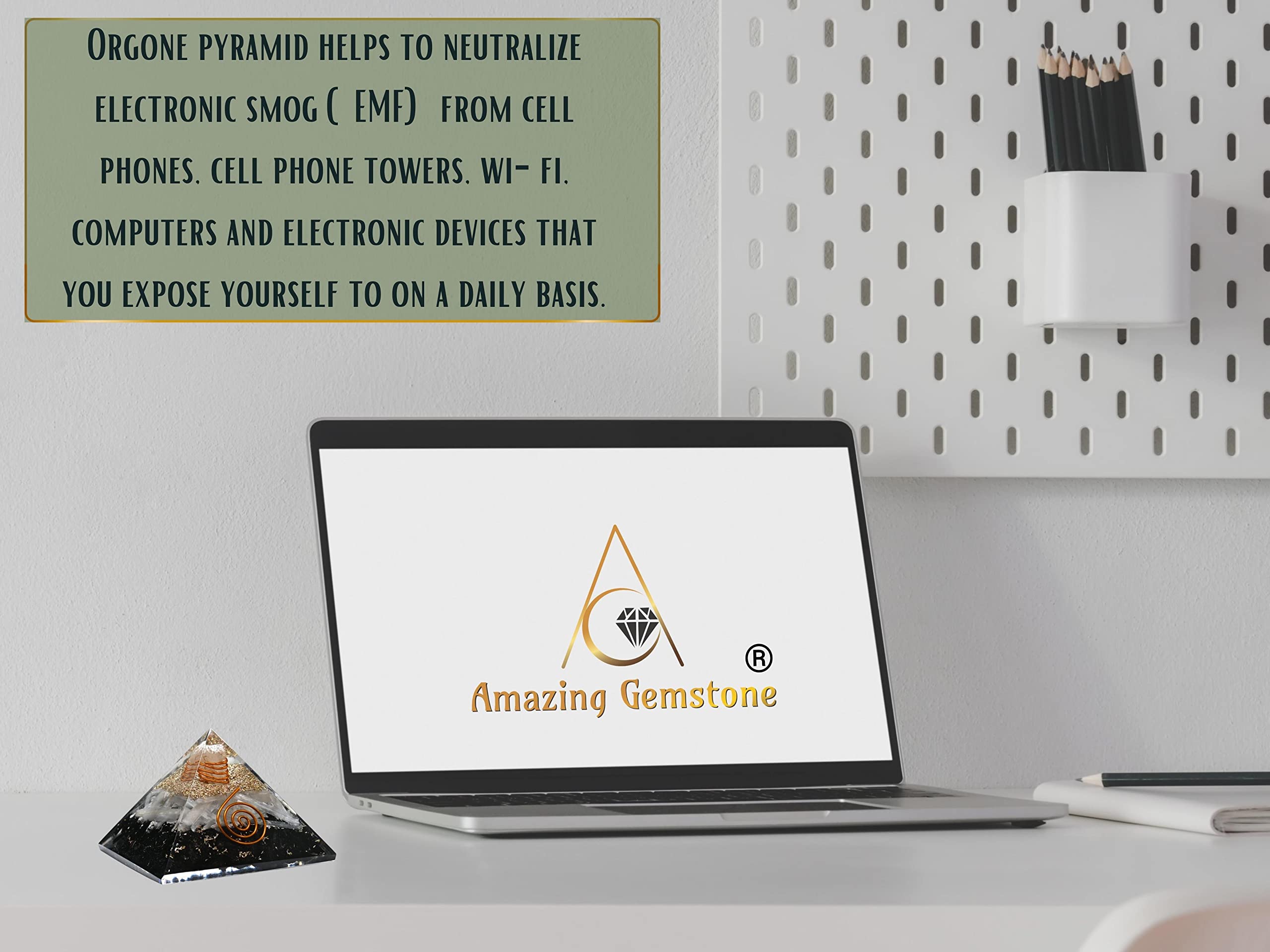 Amazing Gemstone orgone pyramid natural crystal mix in resin