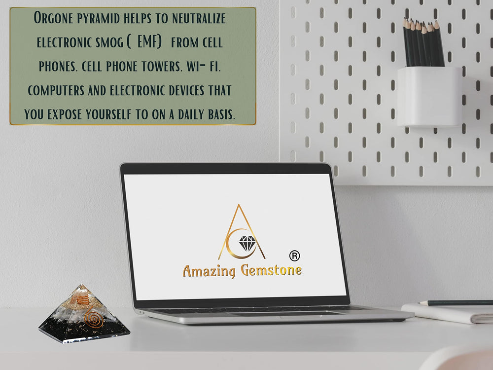 Amazing Gemstone orgone pyramid natural crystal mix in resin