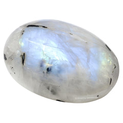 Close-up of Amazing Gemstone Rainbow Moonstone showing iridescence for focus