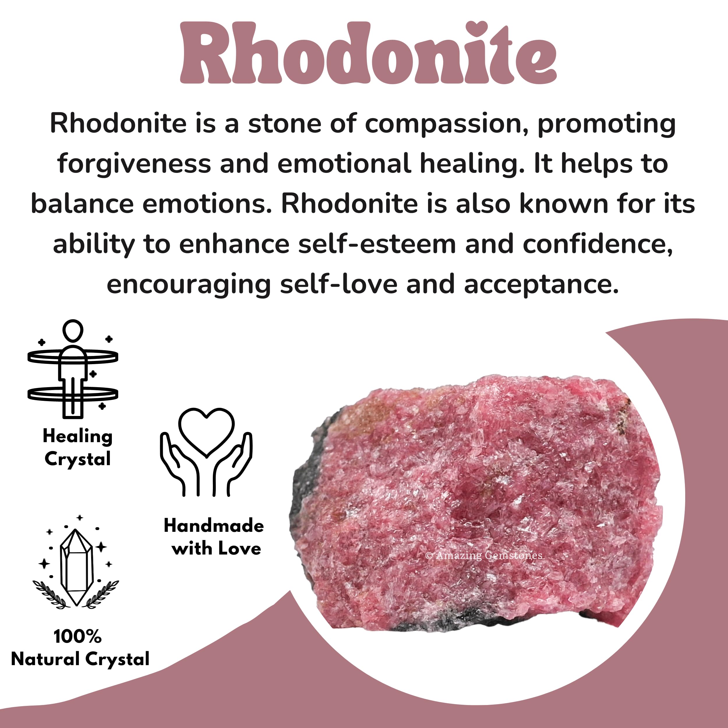 Amazing Gemstone rhodonite en bolsa de terciopelo, regalo listo para regalar.