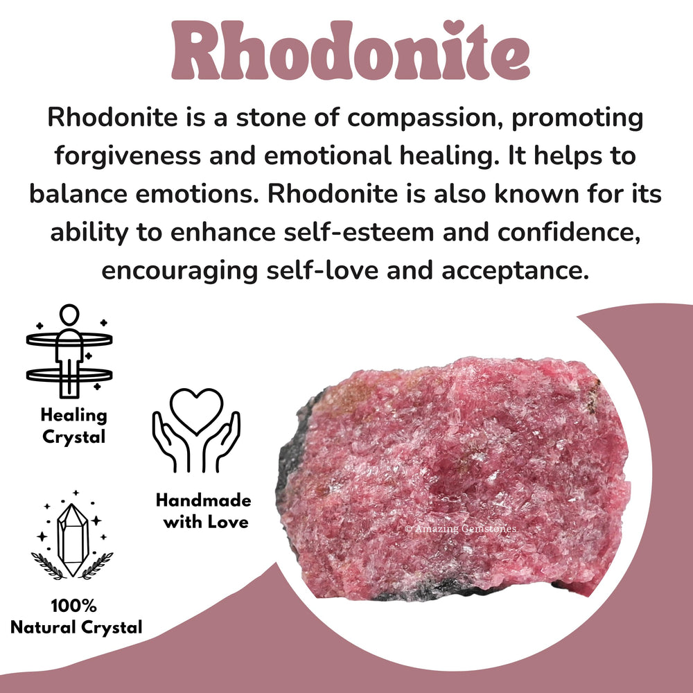 Amazing Gemstone rhodonite en bolsa de terciopelo, regalo listo para regalar.