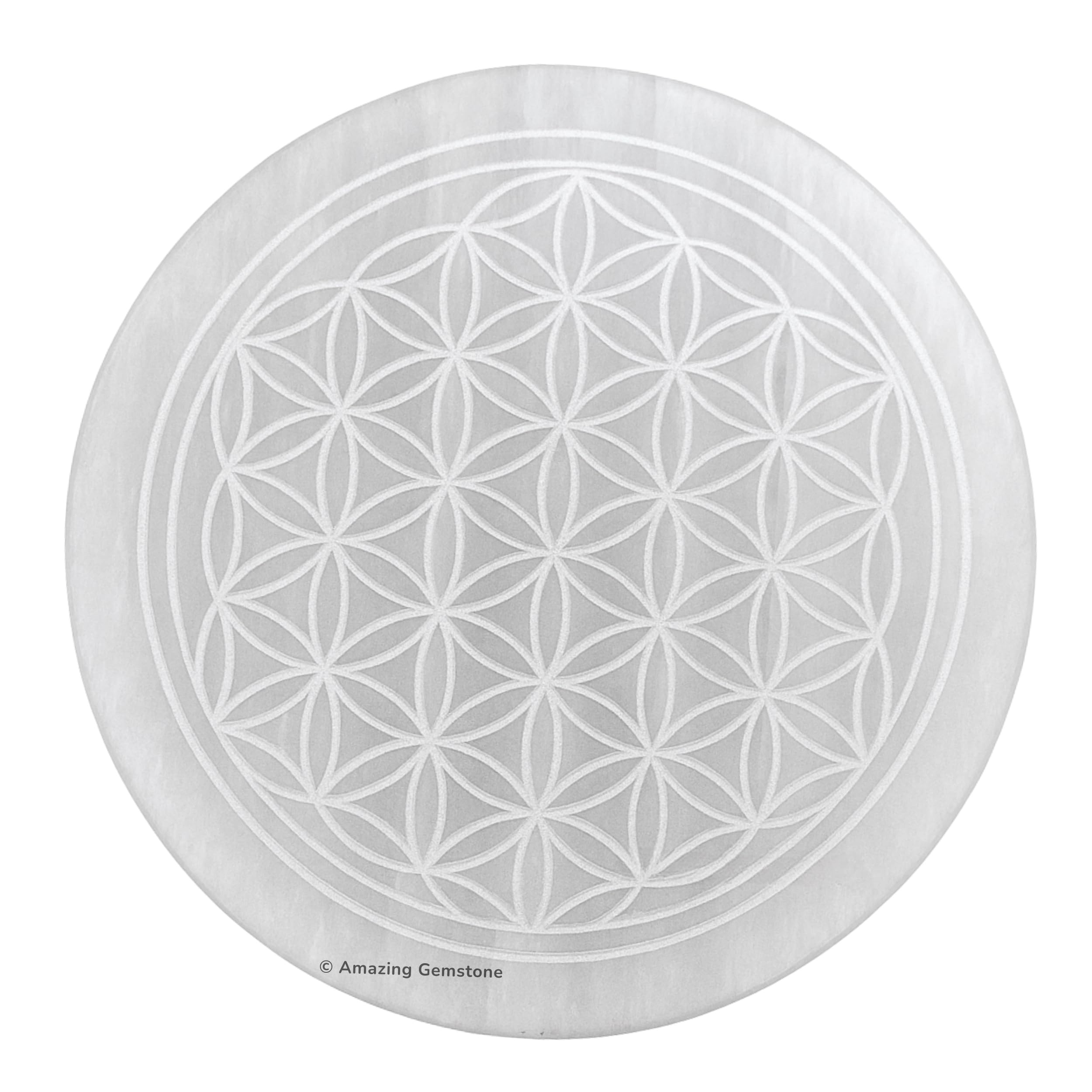 Amazing Gemstone selenite plate 4-inch for crystal charging and energy amplification.