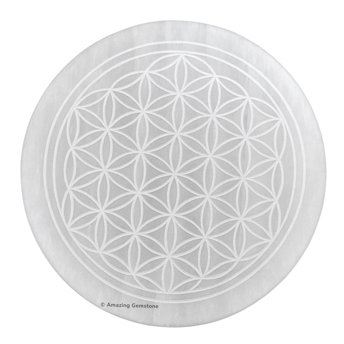 Amazing Gemstone selenite plate 4-inch for crystal charging and energy amplification.