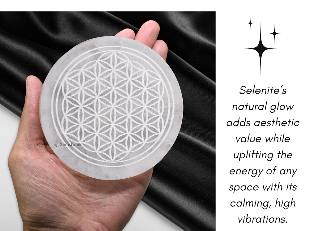 Amazing Gemstone surface cleansing plate helps purify crystals between uses.
