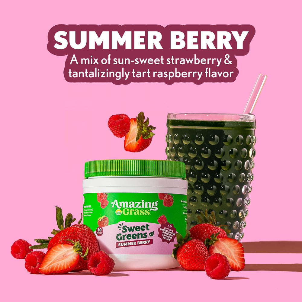 Amazing Grass Sweet Greens scoop on powder for convenient daily nutrition