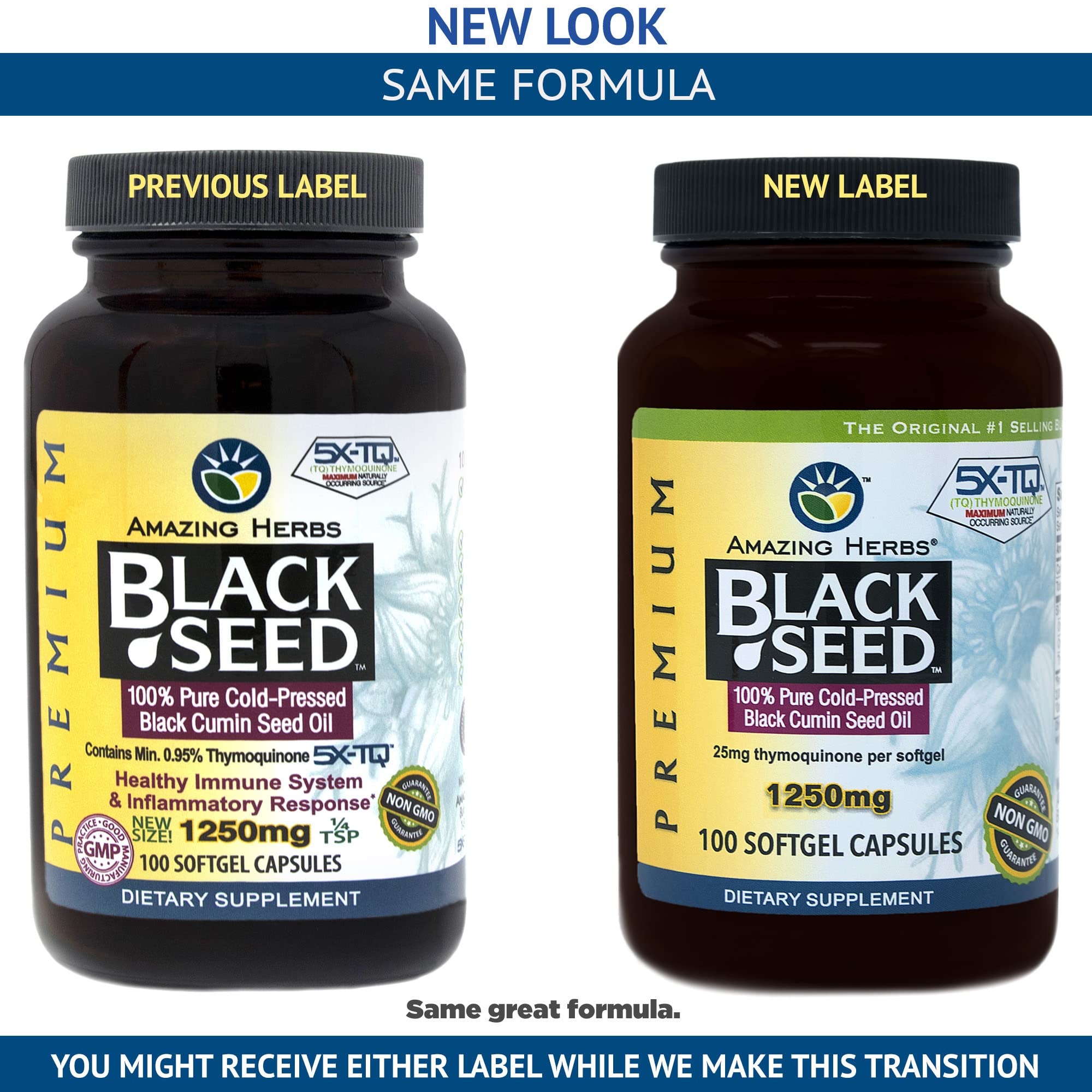 Amazing Herbs Black Seed Oil Pills softgels close-up, emphasizing premium cold-pressed extraction.